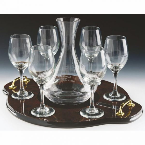 Glass Carafe Decanter and Glasses Set on Tray