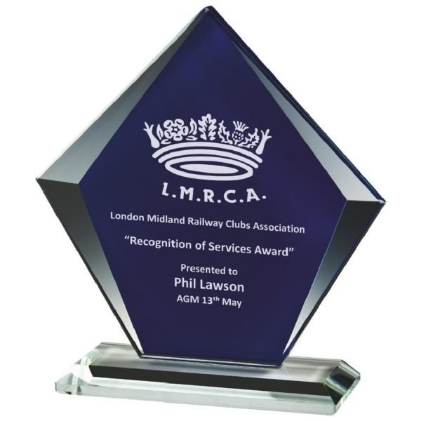 Blue Glass Trophy 16cms